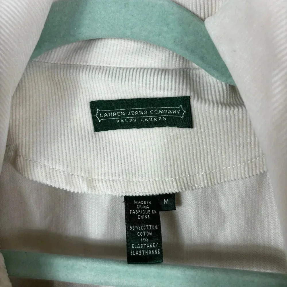 Lauren Ralph Lauren Jeans Company Corduroy Jacket Womens in Ivory Zip Toggle M - Picture 9 of 12